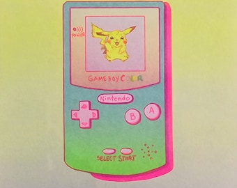 Pikachu Risograph Gameboy Pokemon Print