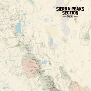 Kaart met checklist voor bergbeklimmers Sierra Peaks, 24 x 36 poster