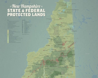 New Hampshire State Parks & Federal Land Map 24x36 Poster