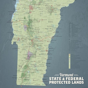 Vermont State Parks & Bundesländereien Karte 18x24 Poster