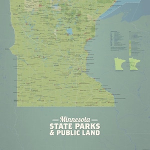 Minnesota State Parks & Landkarte 24x36 Poster