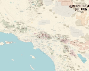 Hundred Peaks Section Climbers' Checklist Map 24x36 Poster
