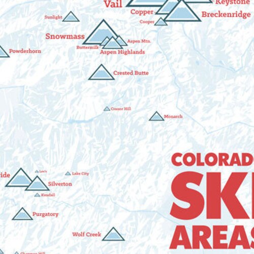 Colorado Ski Resort Map Colorado Ski Resorts Map 11X14 Print | Etsy