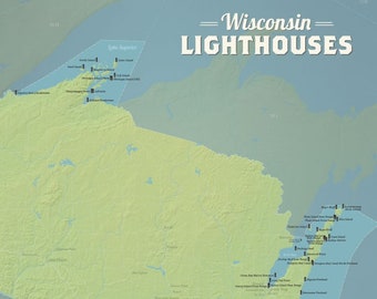 Wisconsin Lighthouses 18x24 Poster