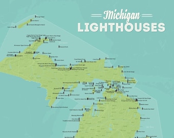 Michigan Lighthouses 18x24 Poster