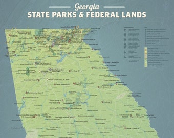 Georgia State Parks & Federal Lands Map 18x24 Poster