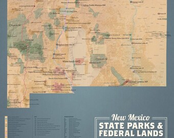 New Mexico Public Lands Map New Mexico State Parks & Federal Lands Map 18X24 Poster | Etsy Uk