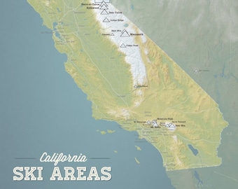 California Ski Resorts Map 18x24 Poster