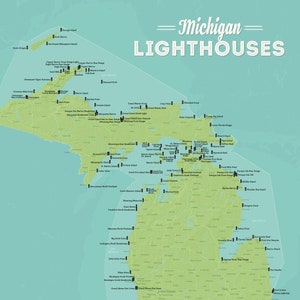 Pôster de Michigan Lighthouses 18x24