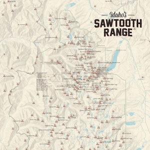 Sawtooth Range (Idaho) Climbers&#39; Map 18x24 Poster