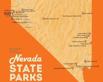 Nevada State Parks Map 11x14 Print