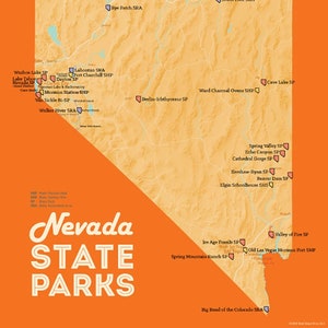 Carte des parcs d'État du Nevada, impression 11 x 14