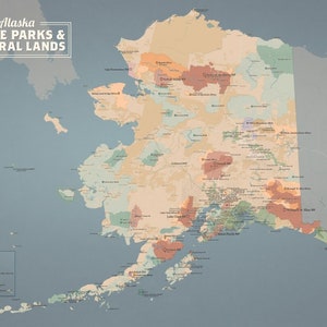Alaska State Parks Federal Lands Map 24x36 Poster Etsy