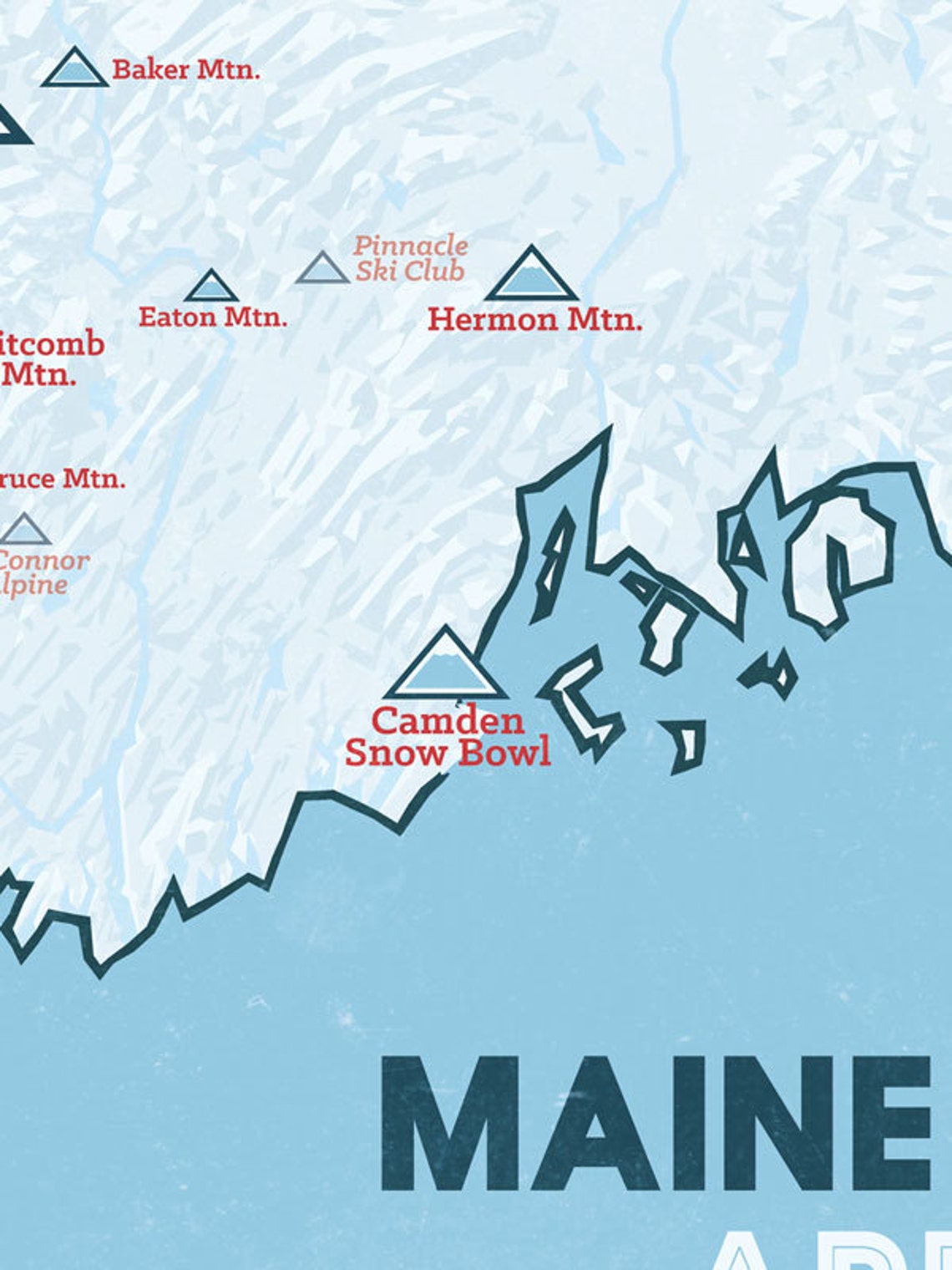 Maine Ski Resorts Map 18x24 Poster - Etsy