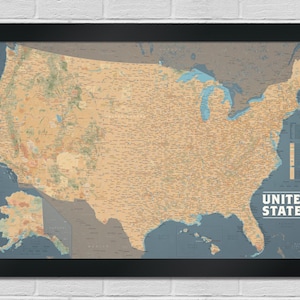United States Wall Map Poster | Detailed USA & US Public Lands Map, 24x36 or 36x54 Jumbo Wall Art