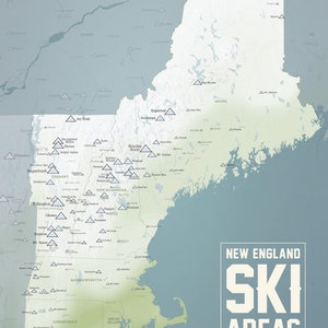 New England Ski Resorts Map 18x24 Poster Natural Earth