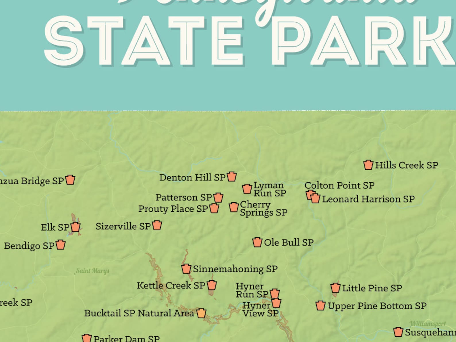 Pennsylvania State Parks Map 18x24 Poster Etsy pennsylvania-state-parks-map-18x24-poster-etsy