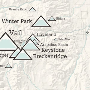 Colorado Ski Resorts Map 11x14 Print - Etsy