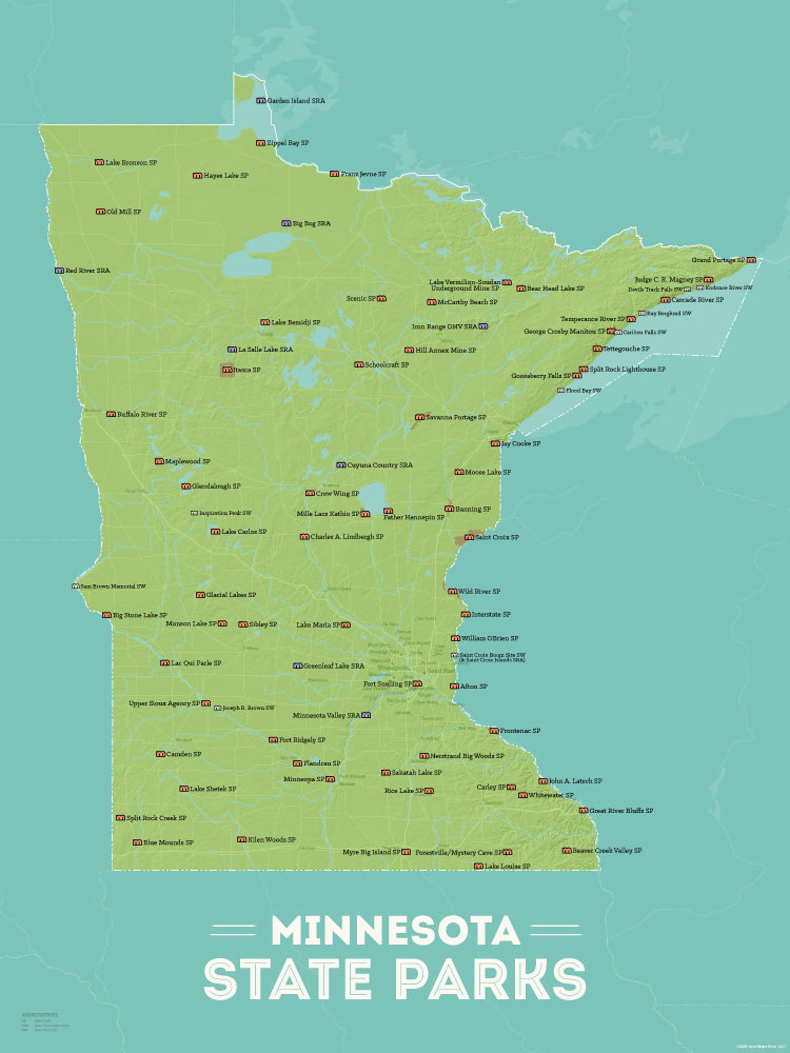 Minnesota State Parks Map 18x24 - Il 1588xN.2398604834 C97q
