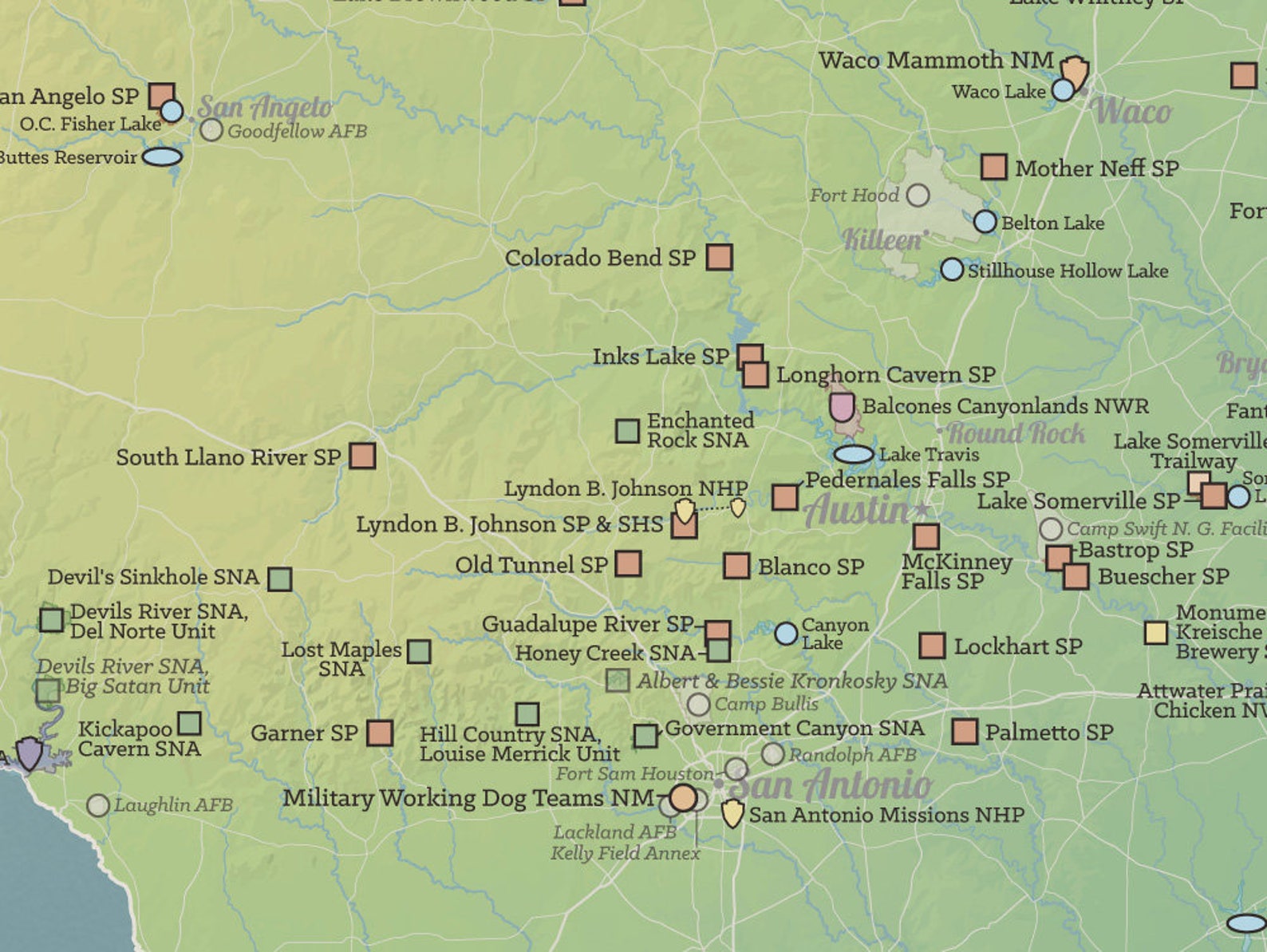 Texas State Parks & Federal Lands Map 18x24 Poster Etsy