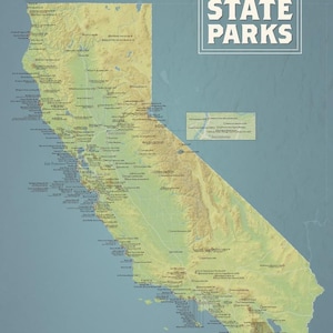 Poster Carte des parcs d'État de Californie 18 x 24