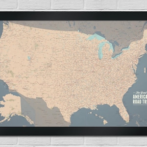 USA Road Trip & Travel Highway Tracing Map 24x36 Poster
