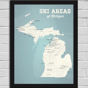 Michigan Ski Resorts Map 18x24 Poster