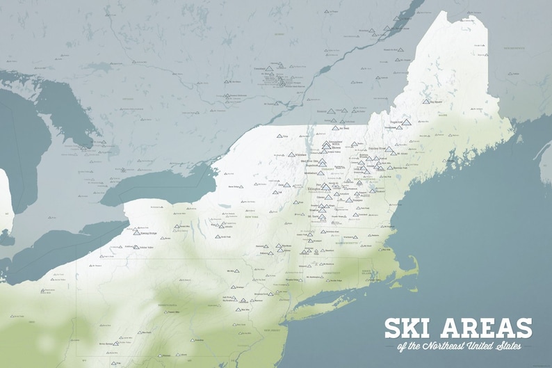 Northeast Ski Resorts Map 24x36 Poster Etsy
