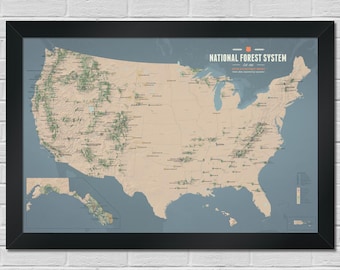 US National Forest System Map 24x36 Poster