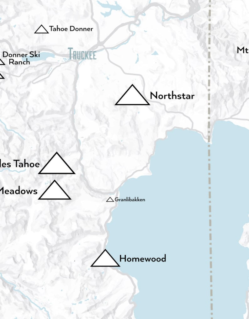 Lake Tahoe Ski Resorts Map 11x14 Print - Etsy