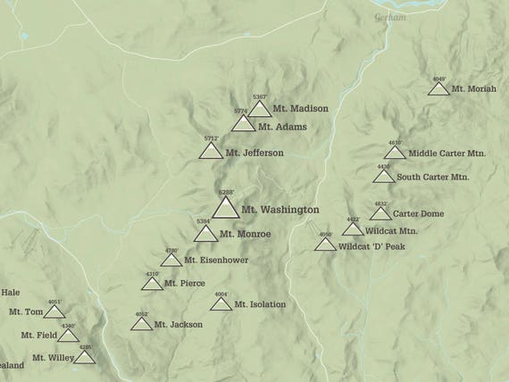 48 4000 Footers Map New Hampshire 4000 Footers Map 18X24 Poster - Etsy Uk