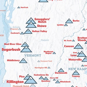 New England Ski Resorts Map 18x24 Poster image 2