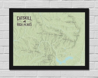 Kaart van 18 x 24 met kaart Catskill High Peaks