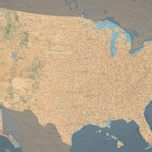 Carte murale des États-Unis // Poster décoratif