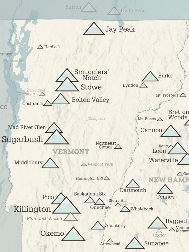 New England Ski Resorts Map 18x24 Poster image 8
