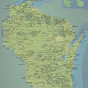 Wisconsin State Parks & Landkarte 24x36 Poster