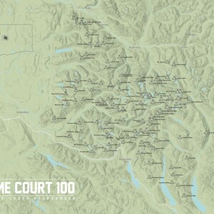 Washington 'Home Court 100' Map 18x24 Poster