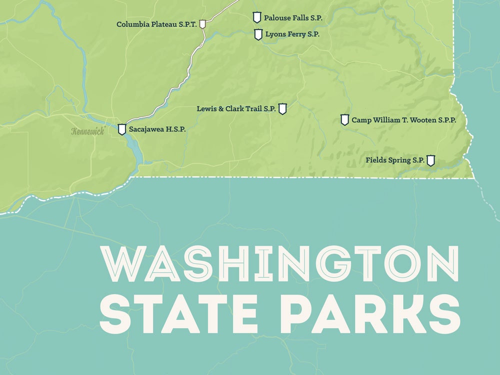 Washington State Parks Map 18x24 Poster Etsy