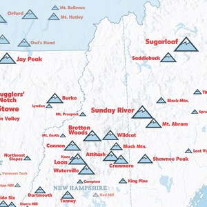 Northeast Ski Resorts Map 24x36 Poster | Etsy
