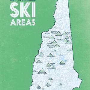 New Hampshire Ski Resorts Map 11x14 Print