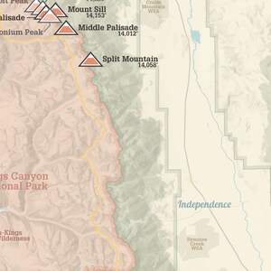 California 14ers Map 18x24 Poster - Il 300x300.3008798867 8dx5