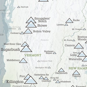 New England Ski Resorts Map 18x24 Poster image 4