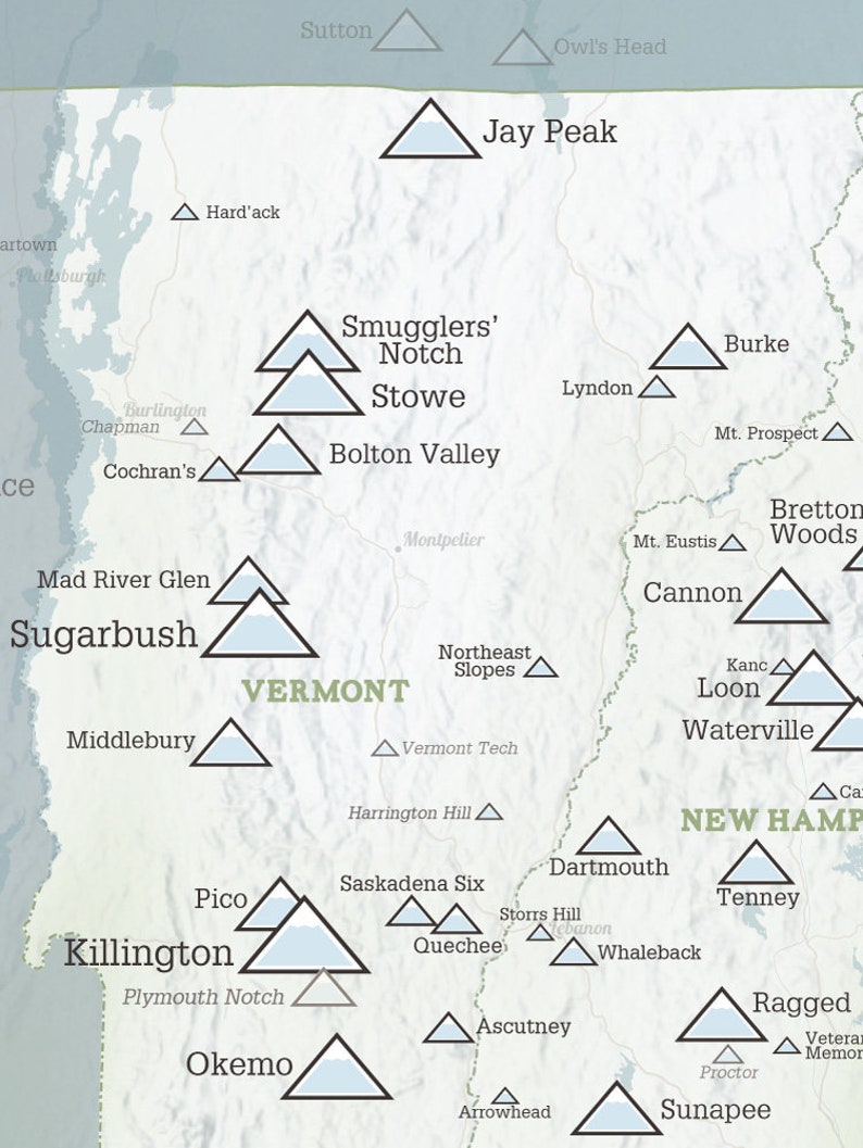 New England Ski Resorts Map 18x24 Poster image 4