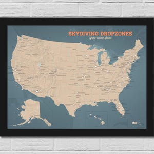 US Skydiving Dropzones Map 18x24 Poster