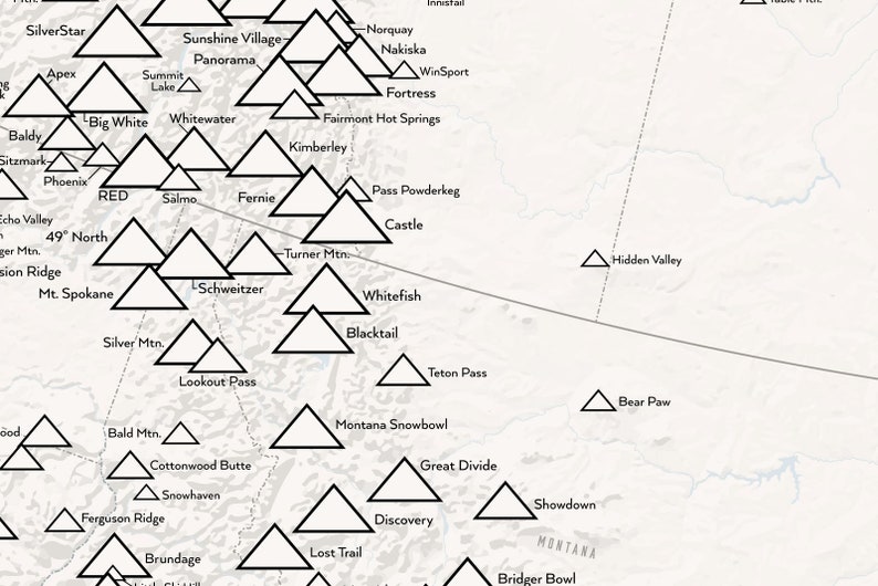 North America Ski Resorts Map 24x36 Poster - Etsy
