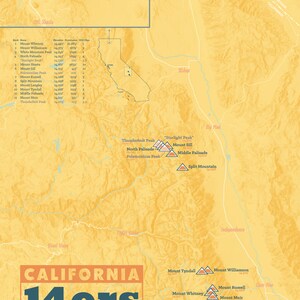 California 14ers Map 11x14 Print - Il 300x300.1053840732 Glx8
