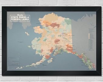 Alaska State Parks & Federal Lands Map 24x36 Poster