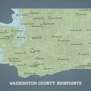 Washington County Highpoints Map 11x14 Print