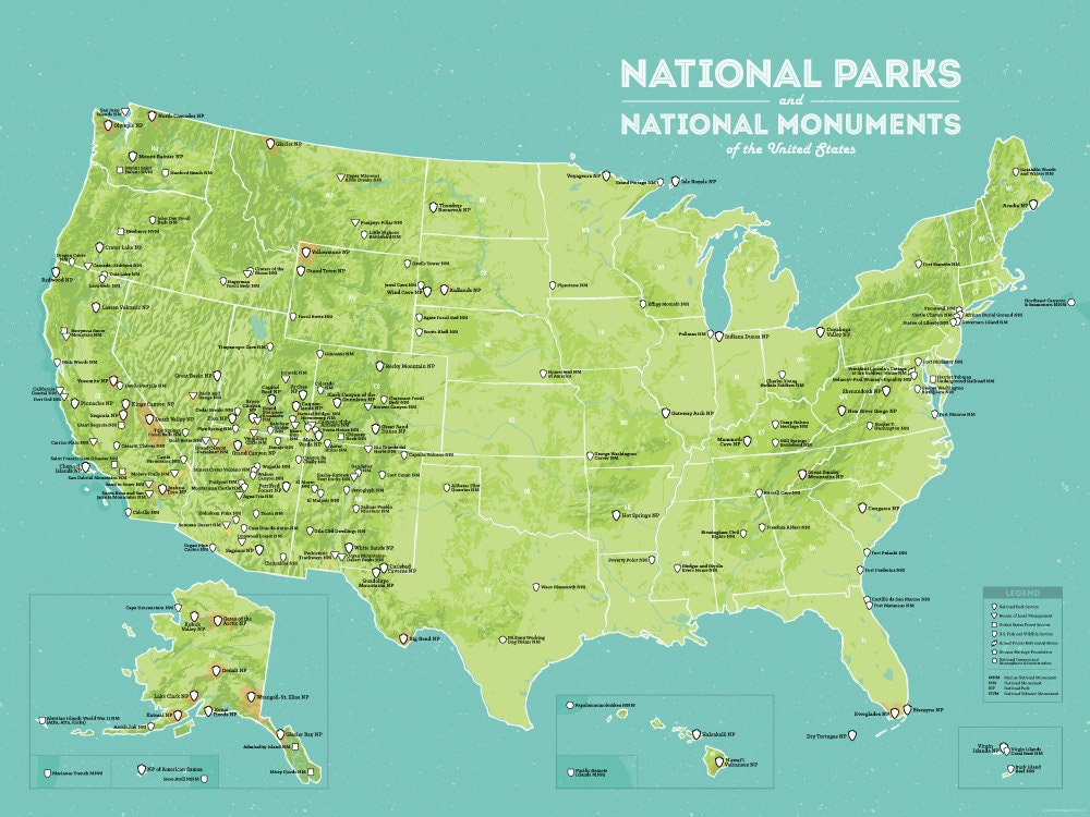 US National Parks Monuments Map 18x24 Poster Etsy Il Fullxfull.2791532886 4d8k
