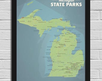 Michigan State Parks Map 18x24 Poster